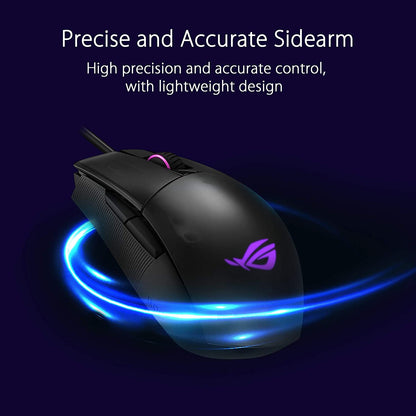 ASUS ROG STRIX Impact II Wired Optical RGB Gaming Mouse with 6200 DPI and Ambidextrous Design