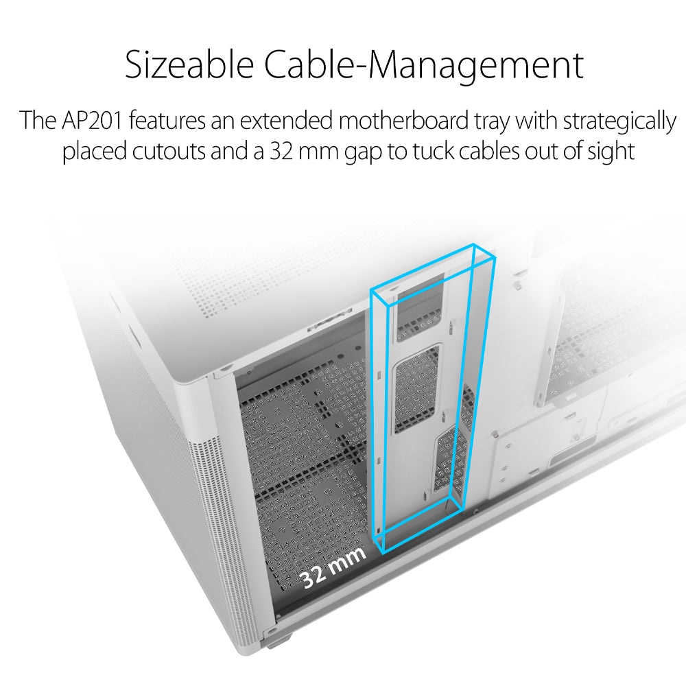 ASUS Prime AP201 Micro-ATX White Cabinet with Pre-installed 120mm Fan and USB Type-C