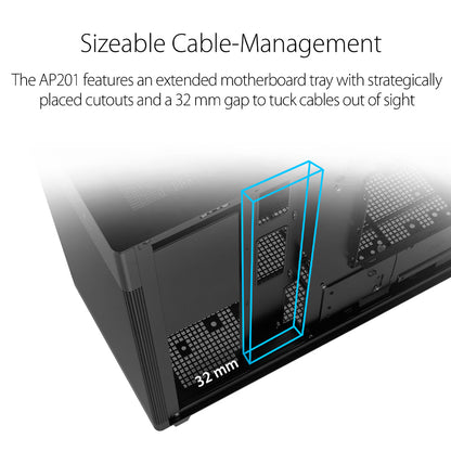 ASUS Prime AP201 Micro-ATX Cabinet with Pre-installed 120mm Fan and USB Type-C (Black)