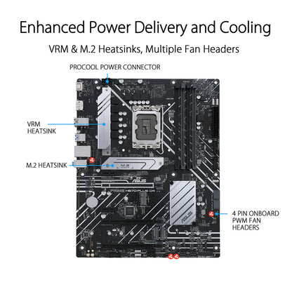 ASUS PRIME H670-Plus D4 Intel H670 LGA 1700 ATX Motherboard with PCIe 4.0, Thunderbolt 4 and Three M.2 Slots