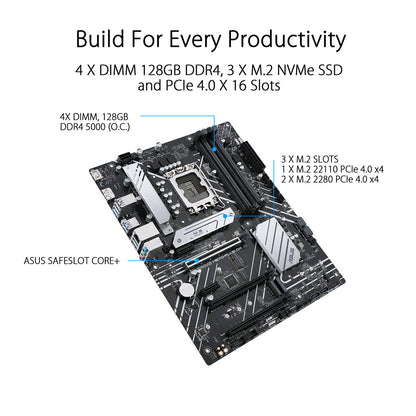 ASUS PRIME H670-Plus D4 Intel H670 LGA 1700 ATX Motherboard with PCIe 4.0, Thunderbolt 4 and Three M.2 Slots