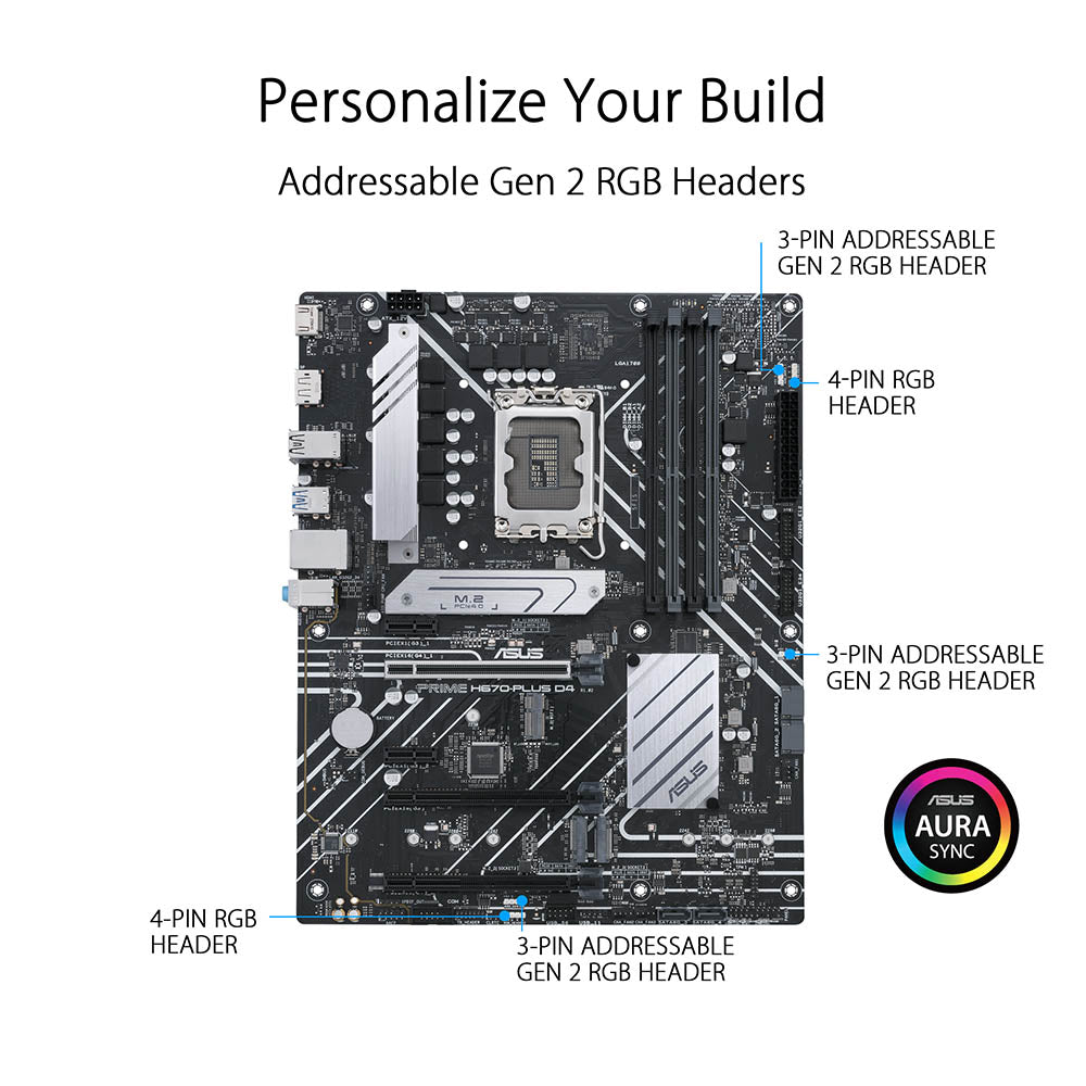 ASUS PRIME H670-Plus D4 Intel H670 LGA 1700 ATX Motherboard with PCIe 4.0, Thunderbolt 4 and Three M.2 Slots