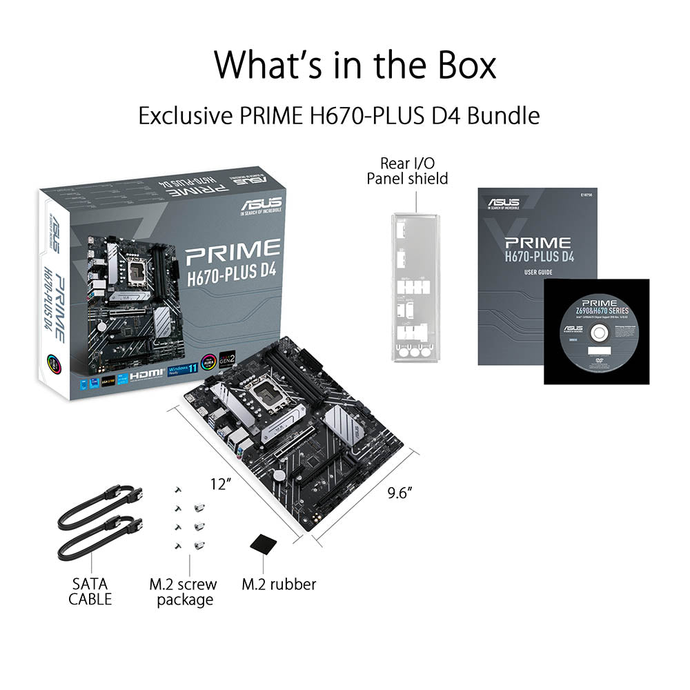 ASUS PRIME H670-Plus D4 Intel H670 LGA 1700 ATX Motherboard with PCIe 4.0, Thunderbolt 4 and Three M.2 Slots