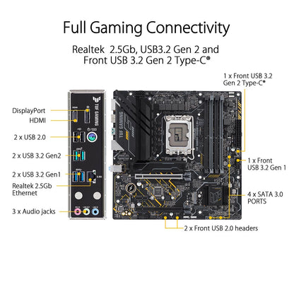 ASUS TUF Gaming B660M-E D4 Intel B660 LGA 1700 Micro-ATX Motherboard with PCIe 4.0 and Dual M.2 Slots