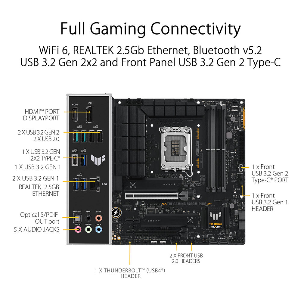 ASUS TUF GAMING B760M-PLUS Intel B760 LGA 1700 Micro-ATX DDR5 Motherboard