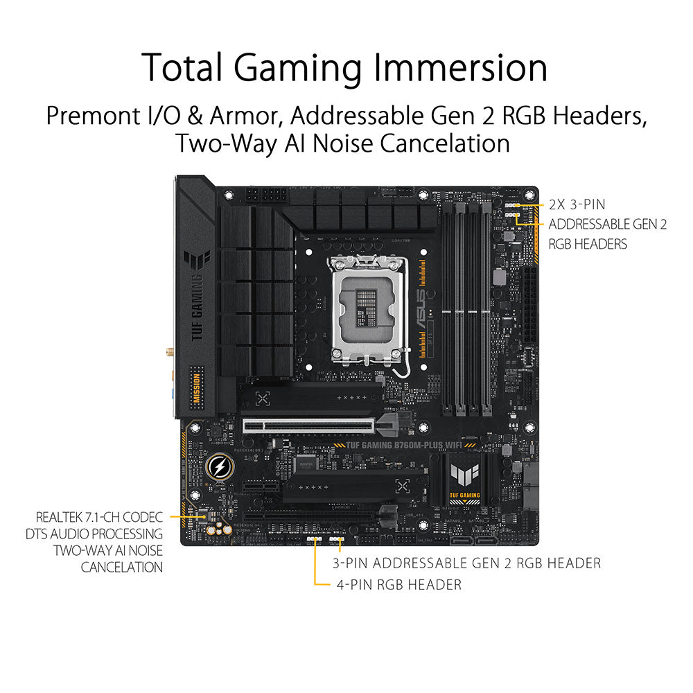 ASUS TUF GAMING B760M-PLUS WIFI Intel B760 LGA 1700 Micro-ATX Motherboard