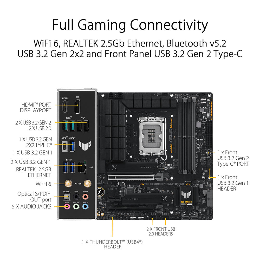 ASUS TUF GAMING B760M-PLUS WIFI Intel B760 LGA 1700 Micro-ATX Motherboard