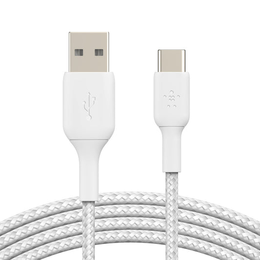 Belkin बूस्ट चार्ज 1 मीटर ब्रेडेड USB-C से USB-A केबल - सफ़ेद