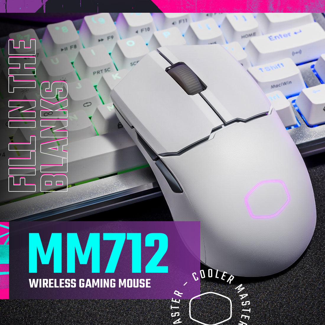 Cooler Master MM712 Wired & Wireless Gaming Mouse - White