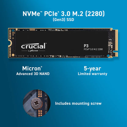 Crucial P3 2TB M.2 NVMe PCIe 3.0 Internal Solid State Drive