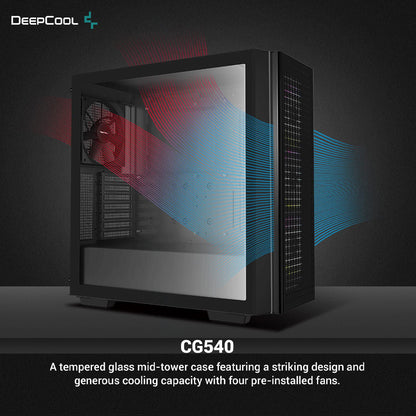 DEEPCOOL CG540 Mid-Tower ATX Cabinet with 4 pre-installed fans and 2 USB 3.0 ports