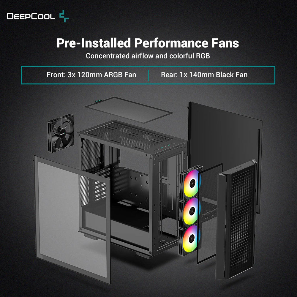 DEEPCOOL CG540 Mid-Tower ATX Cabinet with 4 pre-installed fans and 2 USB 3.0 ports