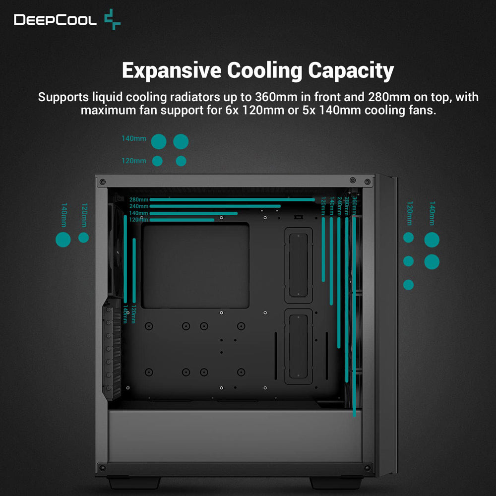 DEEPCOOL CG540 Mid-Tower ATX Cabinet with 4 pre-installed fans and 2 USB 3.0 ports