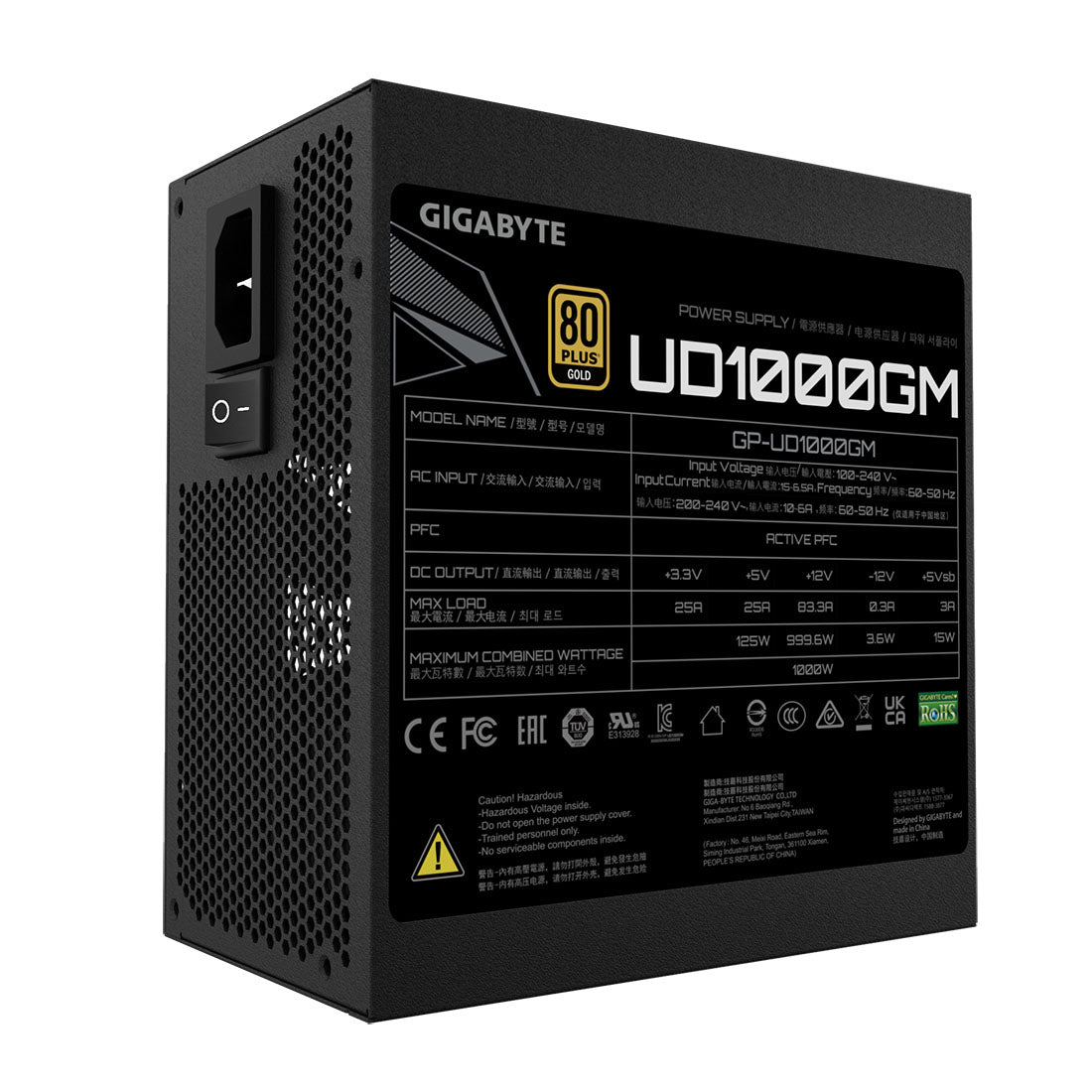 GIGABYTE UD1000GM 1000W Full Modular 80 Plus Gold SMPS Power Supply