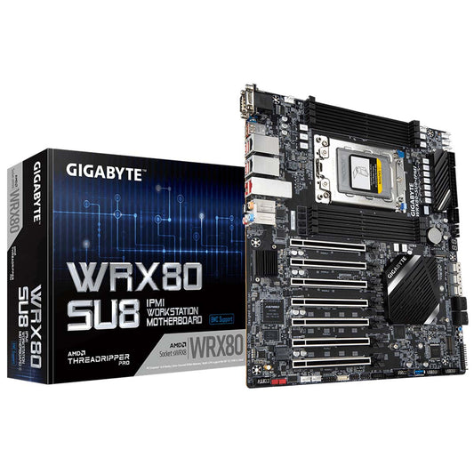 GIGABYTE WRX80 SU8 IPMI AMD sWRX8 4094 सॉकेट CEB वर्कस्टेशन मदरबोर्ड 7 PCIe 4.0 स्लॉट और USB-C के साथ