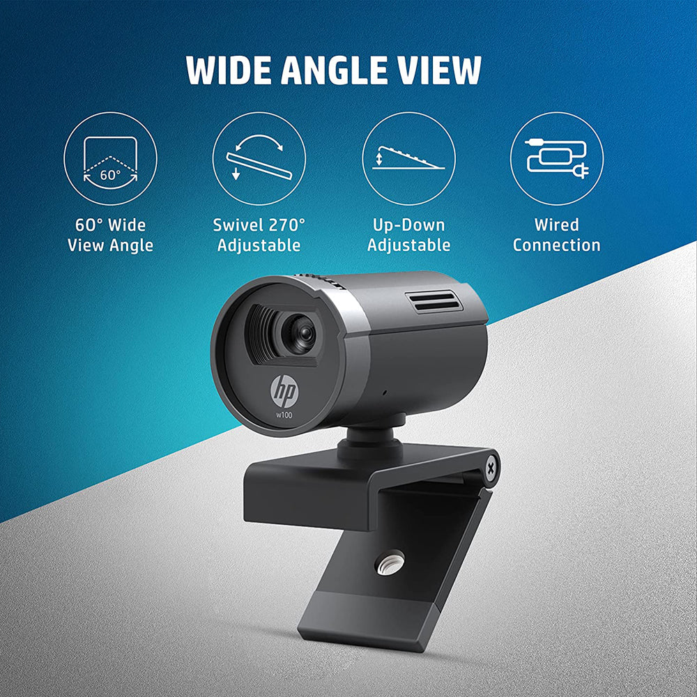 [RePacked] HP W100 480P HD Web Camera with Built-in Mic and Wide Angle View