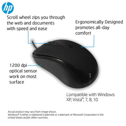 HP M006 Wired USB Optical Mouse with 1200 DPI and 3 Buttons