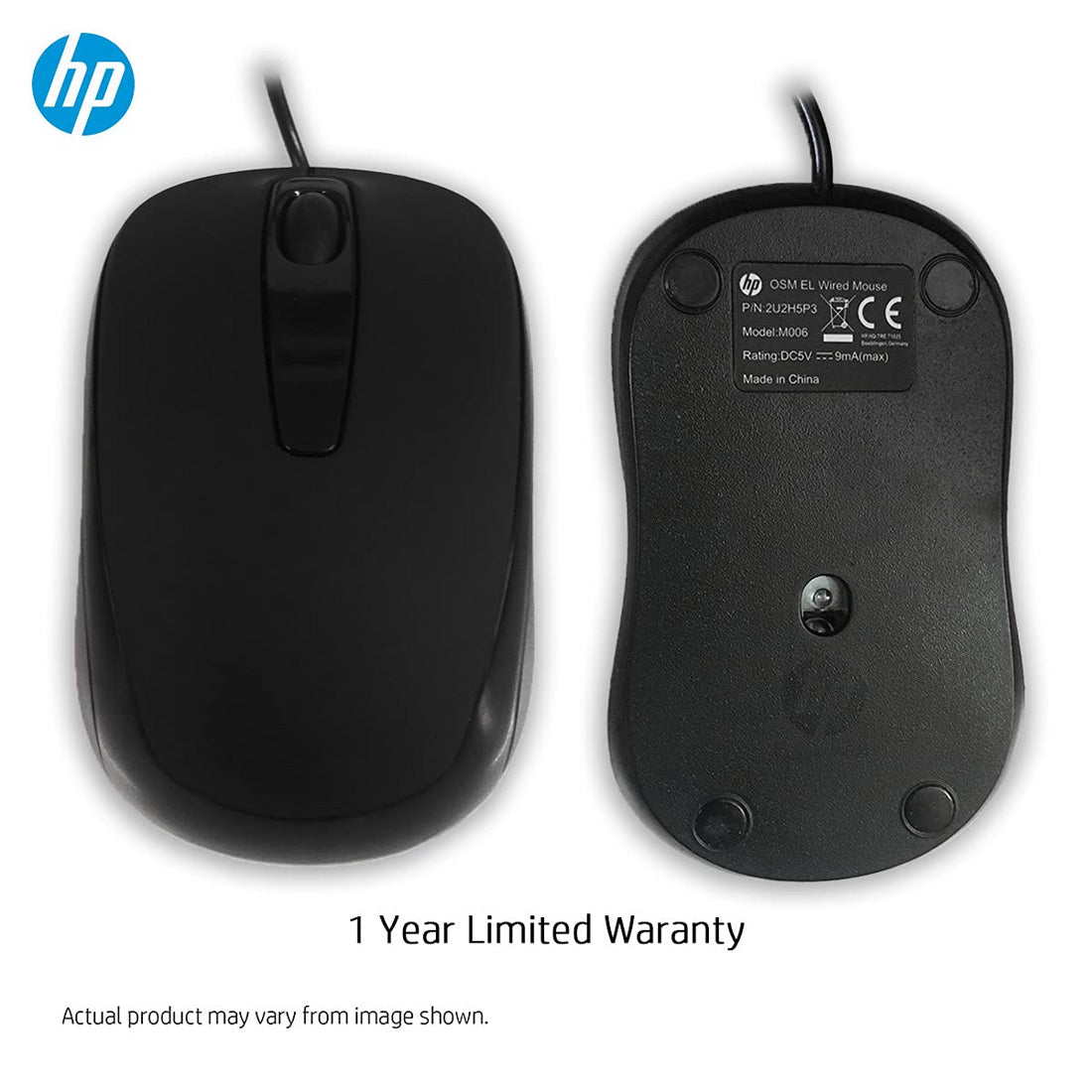 HP M006 Wired USB Optical Mouse with 1200 DPI and 3 Buttons