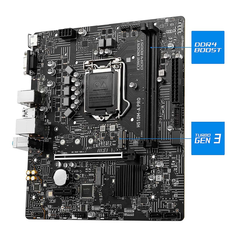 MSI H510M-A PRO Intel 11th Gen LGA 1200 M-ATX Motherboard 