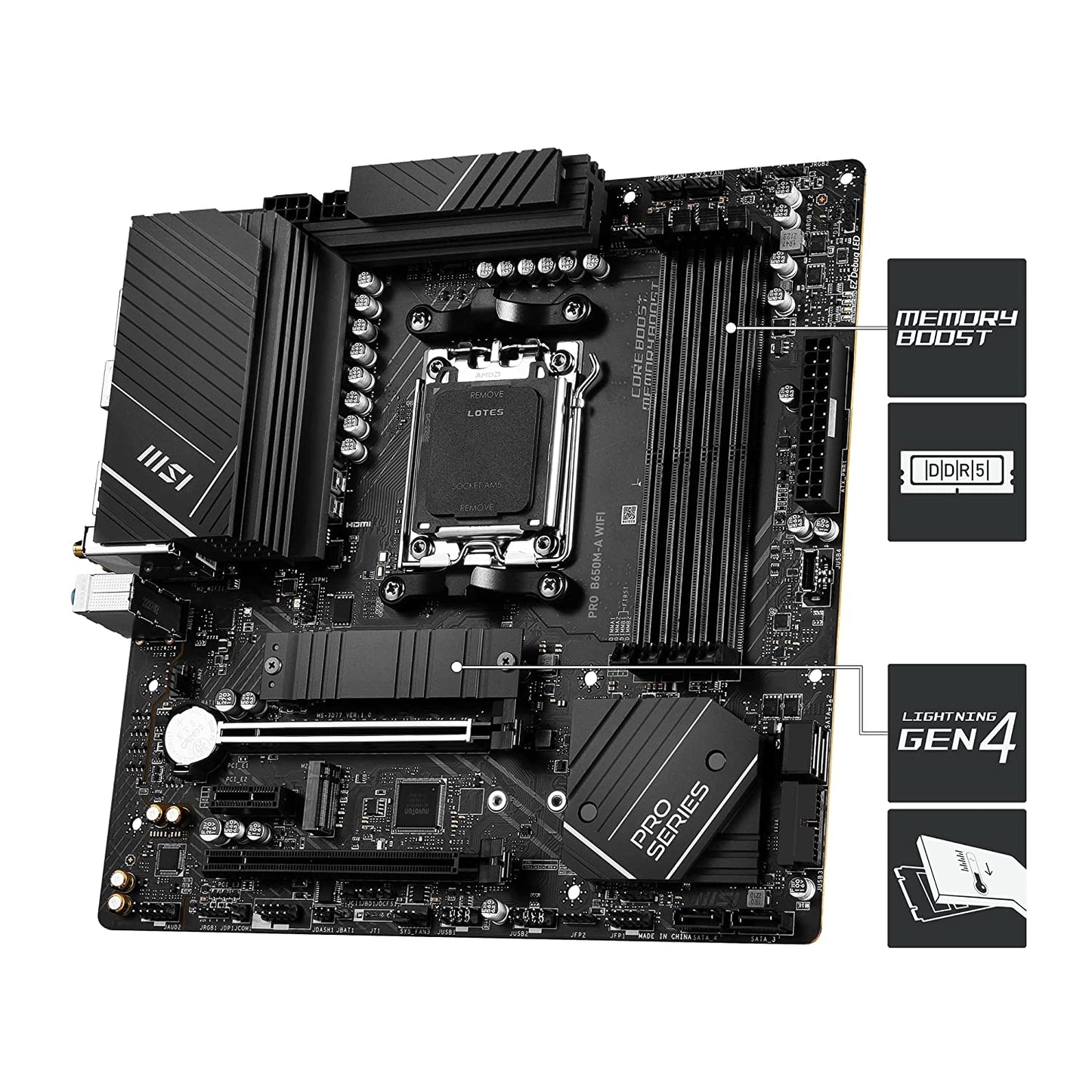 MSI PRO B650M-A WIFI AMD B650 AM5 Micro-ATX Motherboard