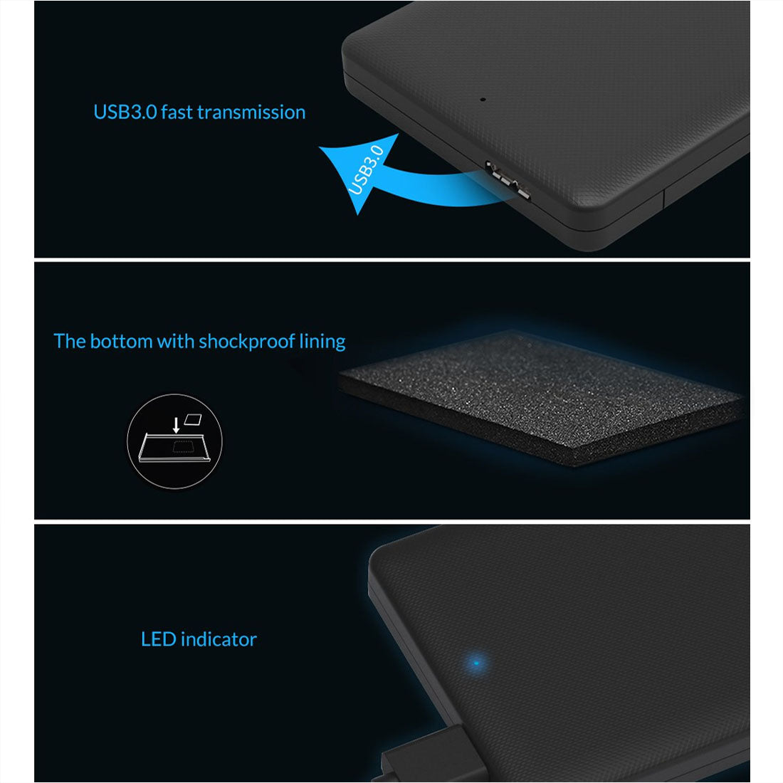 SATA SSD और HDD के लिए ORICO 2577U3 2.5-इंच USB 3.0 हार्ड डिस्क संलग्नक