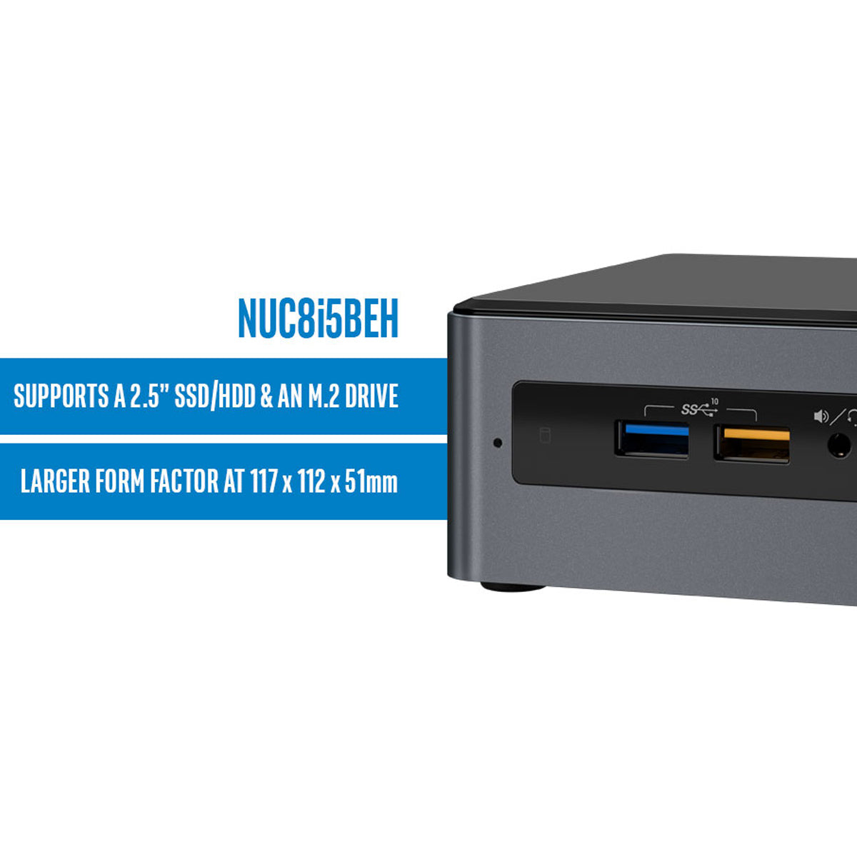 Intel NUC Kit NUC8i5BEH with Core i5-8259U Processor Iris Plus Graphics 655 Thunderbolt 3 and 4K