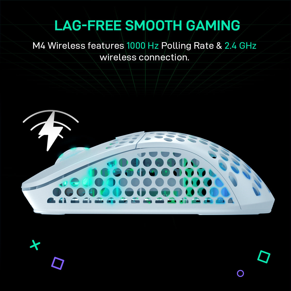 Xtrfy M4 White Wireless Lightweight RGB Gaming Mouse with Pixart 3370 sensor