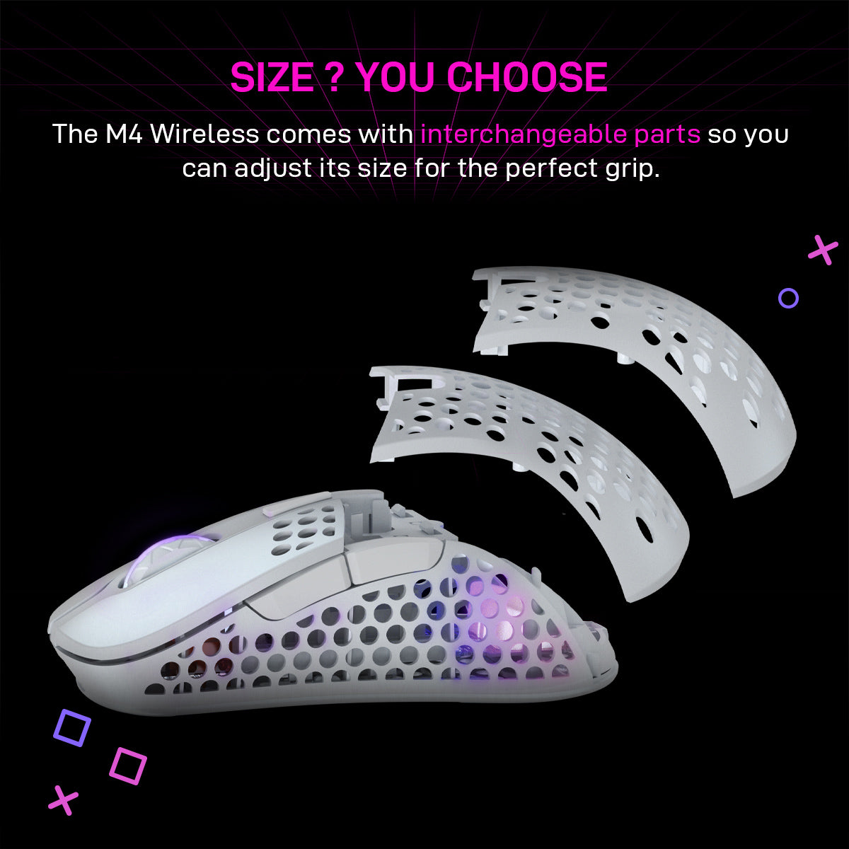 Xtrfy M4 White Wireless Lightweight RGB Gaming Mouse with Pixart 3370 sensor