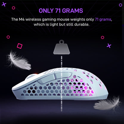 Xtrfy M4 White Wireless Lightweight RGB Gaming Mouse with Pixart 3370 sensor