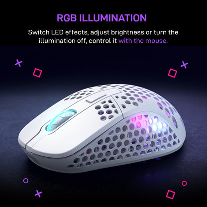 Xtrfy M4 White Wireless Lightweight RGB Gaming Mouse with Pixart 3370 sensor