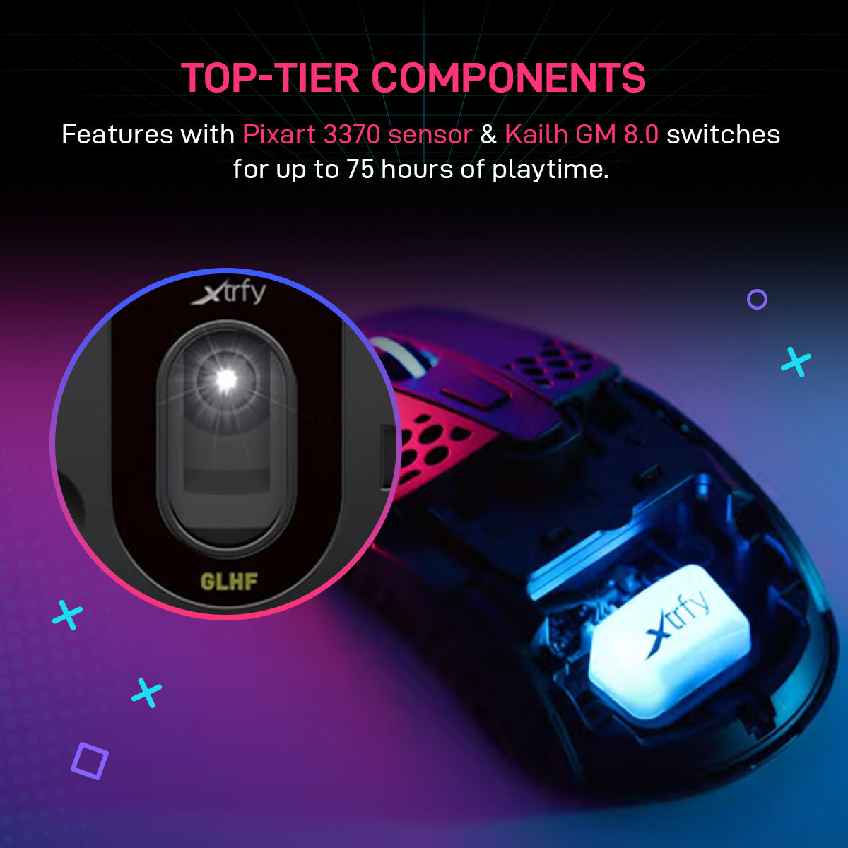 Xtrfy M42 Black RGB Wireless Lightweight Gaming Mouse with Pixart 3370 sensor