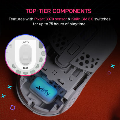 Xtrfy M42 White RGB Wireless Lightweight Gaming Mouse with Pixart 3370 sensor