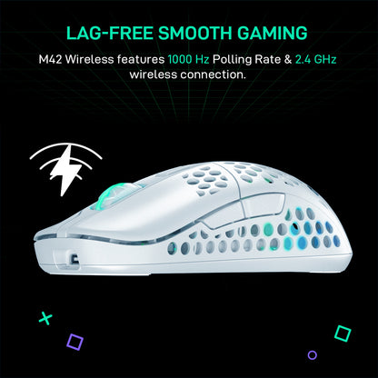 Xtrfy M42 White RGB Wireless Lightweight Gaming Mouse with Pixart 3370 sensor