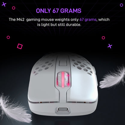 Xtrfy M42 White RGB Wireless Lightweight Gaming Mouse with Pixart 3370 sensor