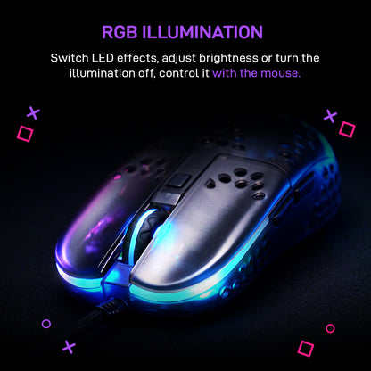 Xtrfy Rail Black Wired Lightweight RGB Gaming Mouse with Pixart 3389 sensor