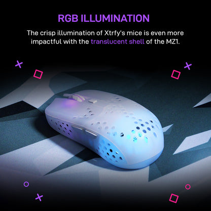 Xtrfy MZ1 White RGB Wireless Lightweight Gaming Mouse with Pixart 3370 sensor