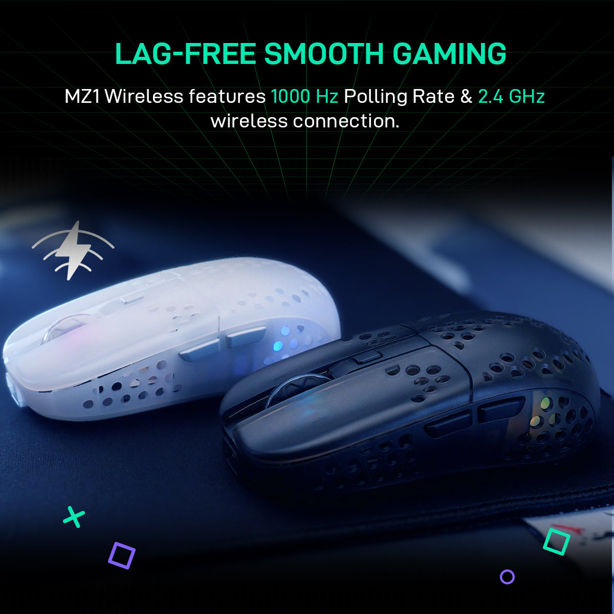 Xtrfy MZ1 White RGB Wireless Lightweight Gaming Mouse with Pixart 3370 sensor