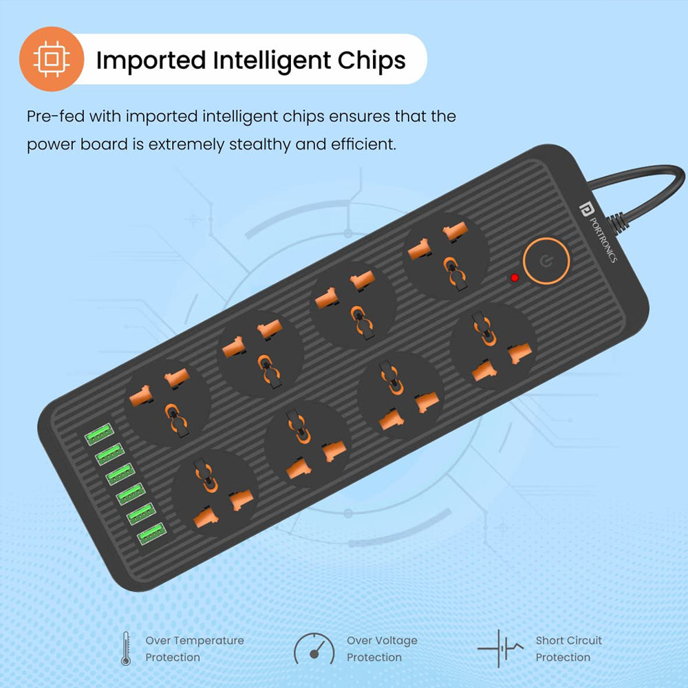Portronics Power Plate 7 Power Converter with 8 Power Sockets
