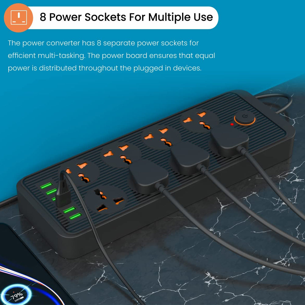 Portronics Power Plate 7 Power Converter with 8 Power Sockets