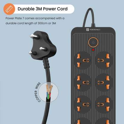 Portronics Power Plate 7 Power Converter with 8 Power Sockets