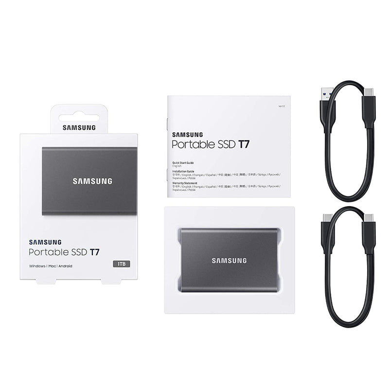 Samsung T7 1TB USB-C Grey Portable External SSD –